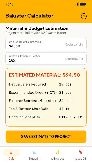 Baluster & Stair Calc Screenshot 2