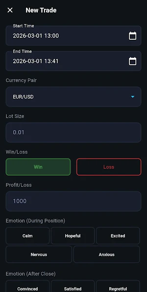 SessionX – FX Trading Journal Screenshot 1
