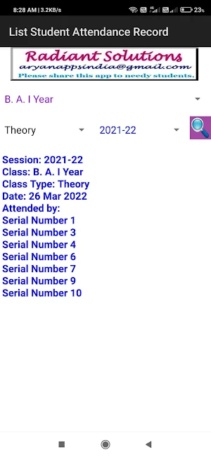 Teachers Attendance Register Screenshot 2