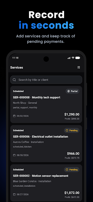 Service Tracker Screenshot 1
