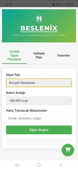 Beslenix - Öğün planlama Screenshot 2