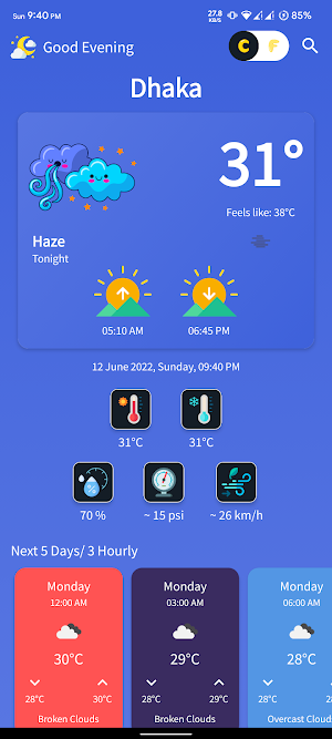 Billi Weather Screenshot 2