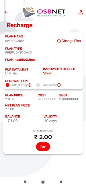 Selfcare OSBNET Screenshot 2