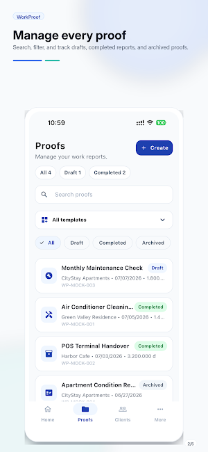 WorkProof: Service Reports Screenshot 3