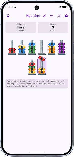 Nuts Sort: Screw & Bolt Puzzle Screenshot 2