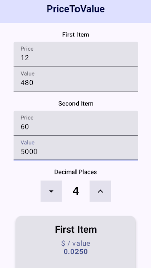 Price To Value Screenshot 1