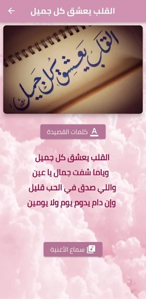 قصيدة القلب يعشق كل جميل mp3 Screenshot 0