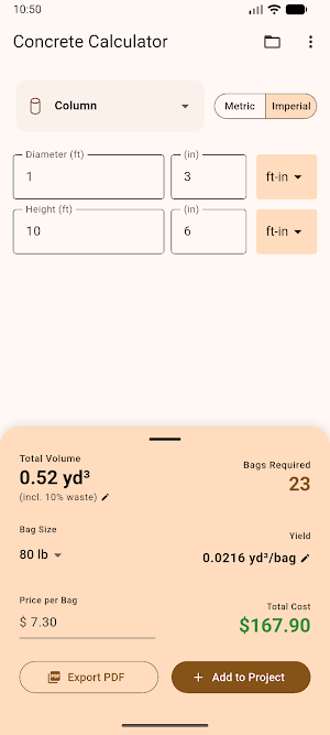Concrete Calculator Screenshot 2