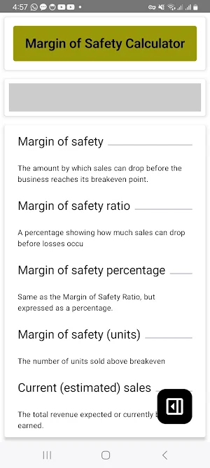 Margin of Safety Calculator Screenshot 2