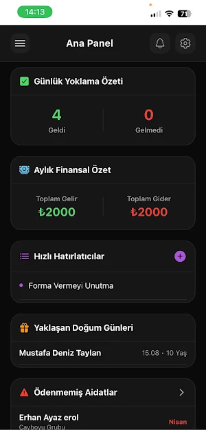 SporTek Spor Okulu Yönetim Screenshot 1