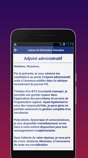 Lettres de motivation : Exemples & Modèles Screenshot 2