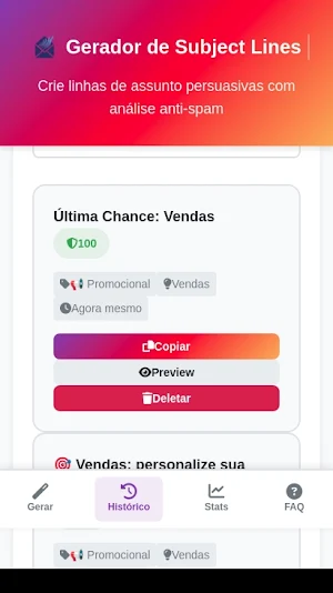 Gerador de Subjects Lines Screenshot 1