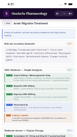 Headache Pharmacology Screenshot 1