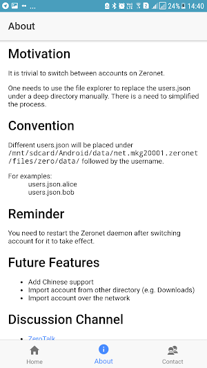 Zeronet Profile Chooser Screenshot 1