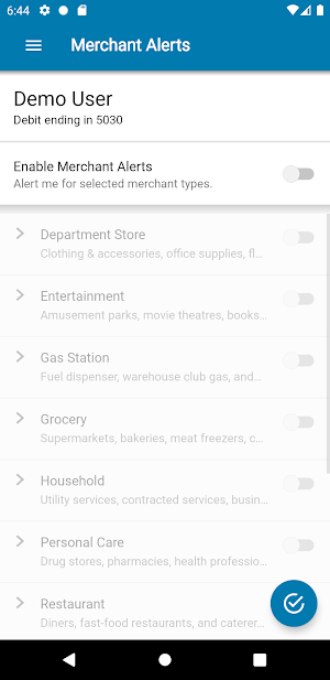 CCFCU CardNav Screenshot 2