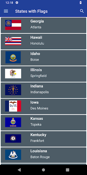 US States and Capitals Screenshot 0