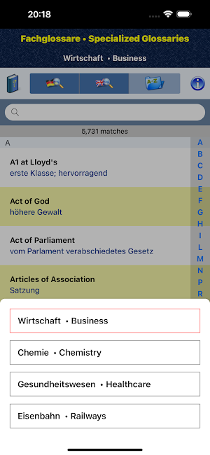 Specialized Glossaries Screenshot 2