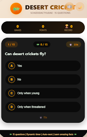 Desert Cricket Boabet Quiz Screenshot 1