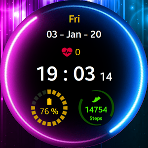 Neon Blue Pink Watch Face Screenshot 1
