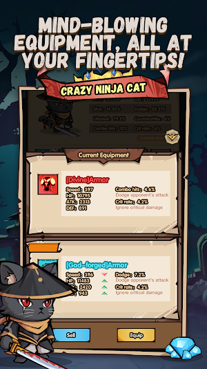 Ninja Cat - Idle Arena Screenshot 1