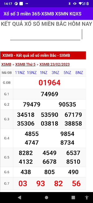 Xổ số 3 miền 365-XSMB-MT-MN Screenshot 1