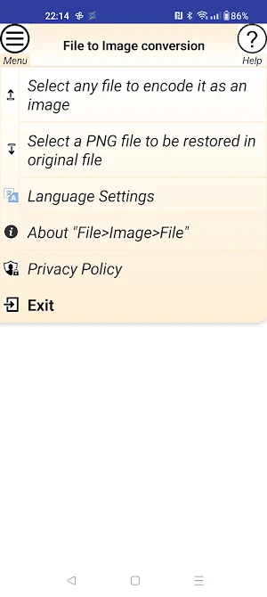 File encryption in image &back Screenshot 0