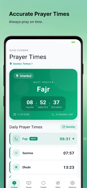 Qibla Way - Prayer Times Screenshot 0