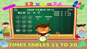 Times Tables 11 to 10 - Multiplication Tables Apps Screenshot 3
