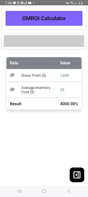 GMROI Calculator Screenshot 3