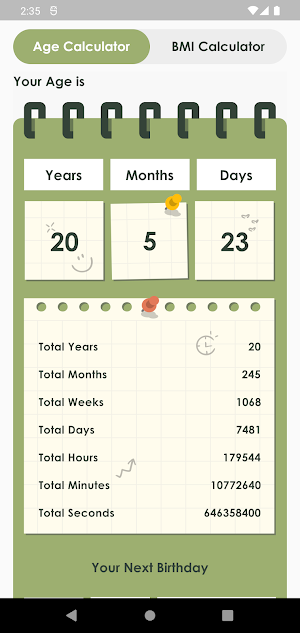 Age and BMI Calculator Screenshot 3