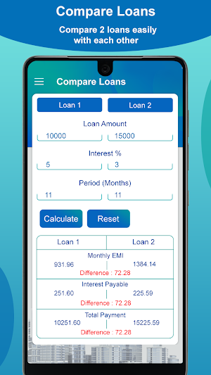 EMI Calculator Compare Loan Screenshot 2