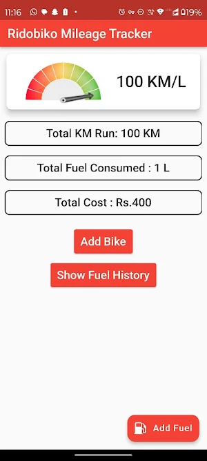 Bike mileage & fuel tracker Screenshot 0