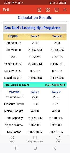 LPG Tanker Calculator Screenshot 3