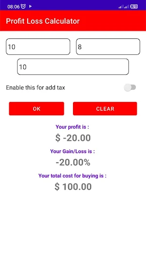 Profit Loss Calculator Screenshot 2