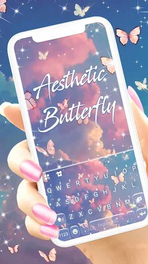 Aesthetic Butterfly Keyboard Background Screenshot 0