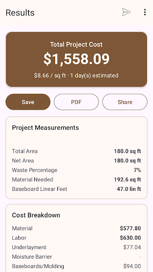 Flooring Cost Calculator Screenshot 1