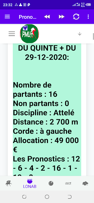 Pronostic pmu pmub, quinté resultat, gain, journal Screenshot 2