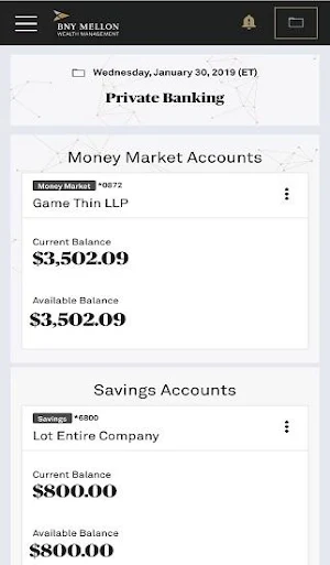 BNY Mellon Wealth Online Screenshot 2
