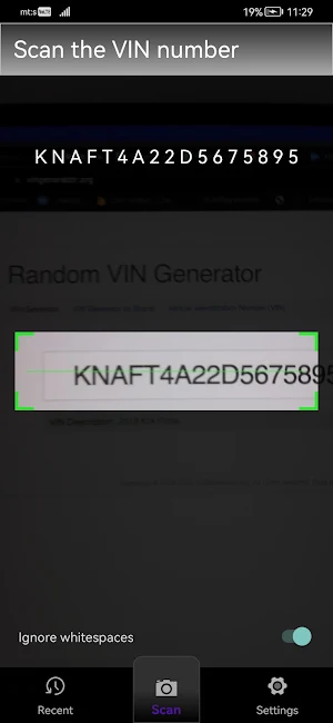 VIN scanner Screenshot 0