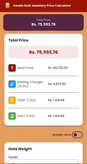 Kerala Gold Price Calculator Screenshot 1