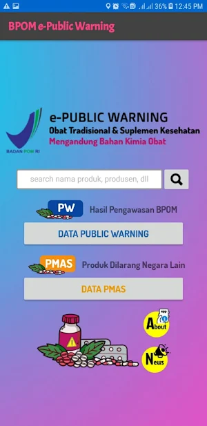 BPOM e-Public Warning Obat Tradisional Screenshot 0