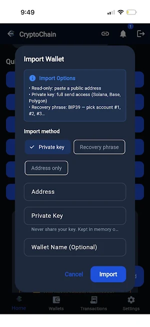 Cryptochain Payment Screenshot 0