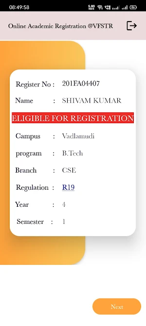 VFSTR COURSE REGISTRATION Screenshot 1