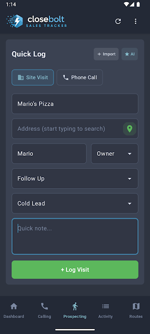 Closebolt: Field Sales Tracker Screenshot 0