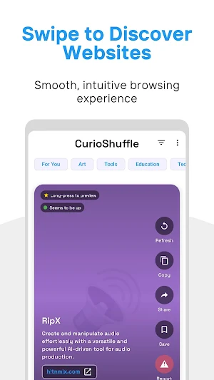 CurioShuffle: Find Cool Sites Screenshot 0
