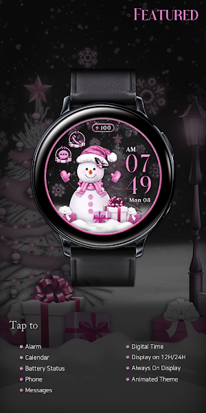 Pink Pastel Snowman_Watchface Screenshot 2