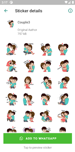Cute Couple Love Stickers Pro Screenshot 1