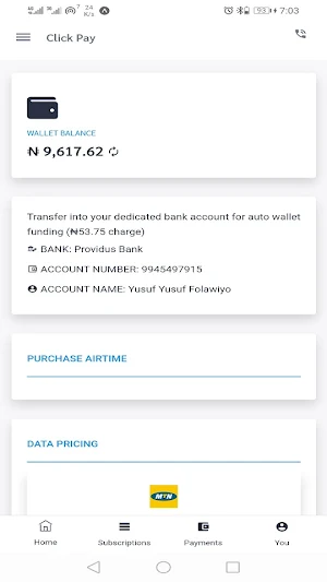 ClickPay Cheap Data and Utility Payment Screenshot 0