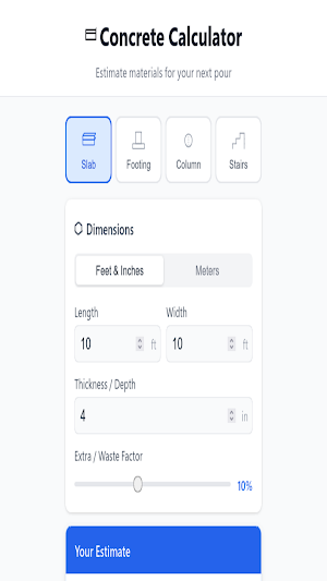 Concrete Calculator Screenshot 0