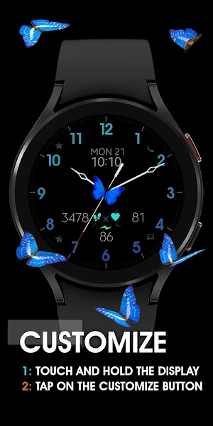 Blue Butterfly Watch Face Screenshot 2